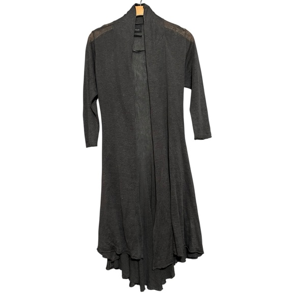 Line Women’s Size M Charcoal Gray Linen 3/4 Length Open Front Knit Cardigan - Picture 1 of 8